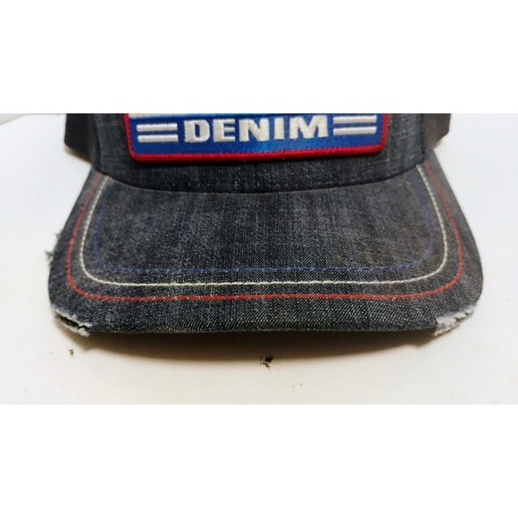 THE CLASSICS BY YUPOONG ROCK & ROLL DENIM DISTRESSED SNAPBACK TRUCKER CAP HAT - Picture 3 of 8